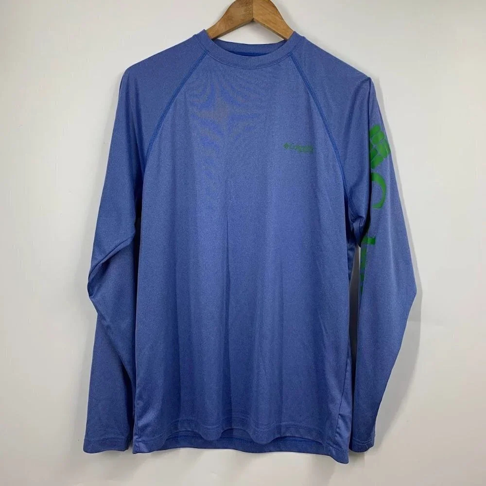 Columbia Men's PFG Omni-Shade Long Sleeve Fishing Logo‎ T-Shirt Size S/P